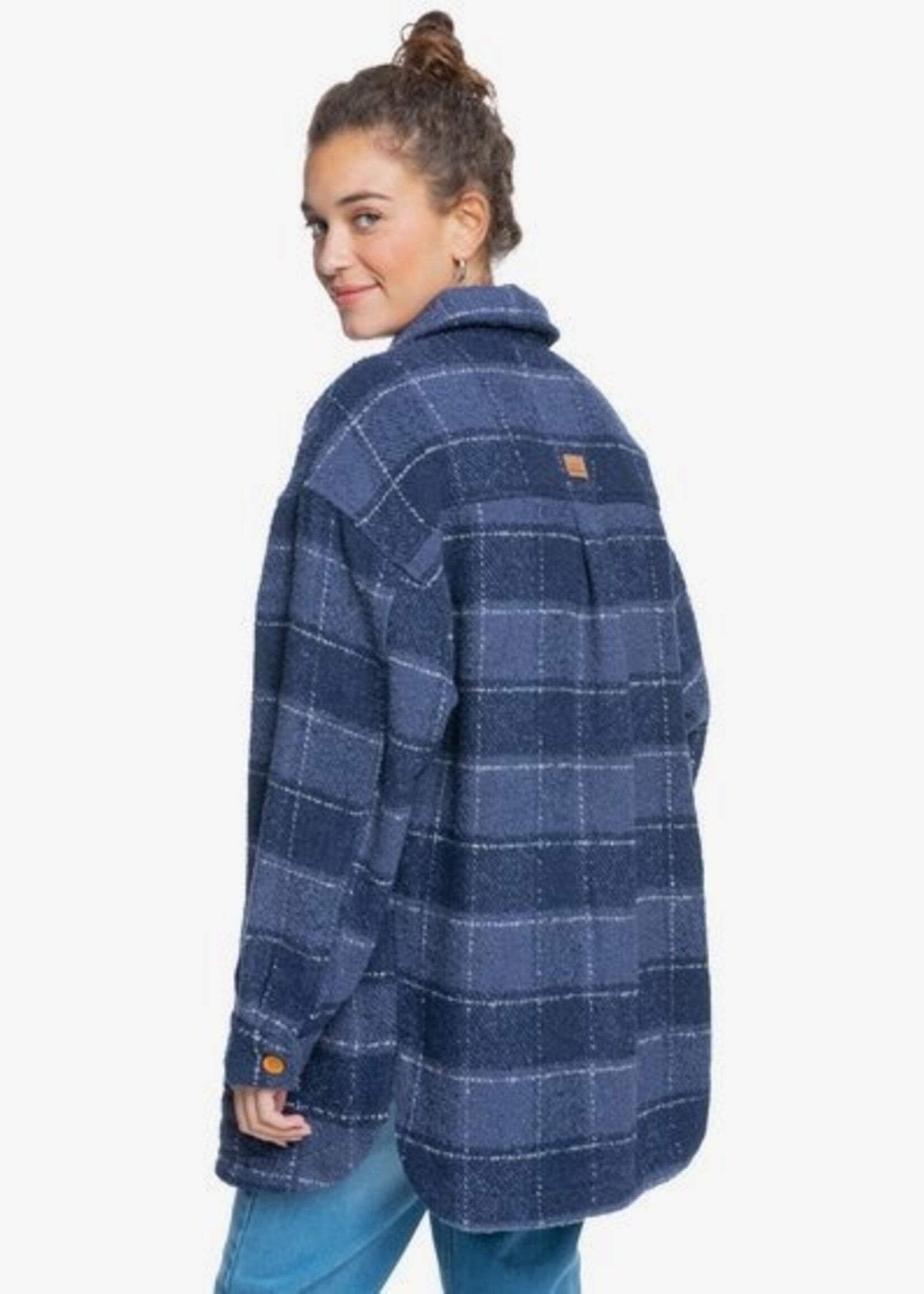 Roxy Women's Make It Happen Plaid Fleece Jacket | Blue