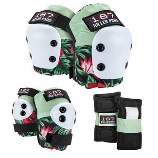 187 Killer Pads Adult 6 Pack Skate Pad Set Hibiscus