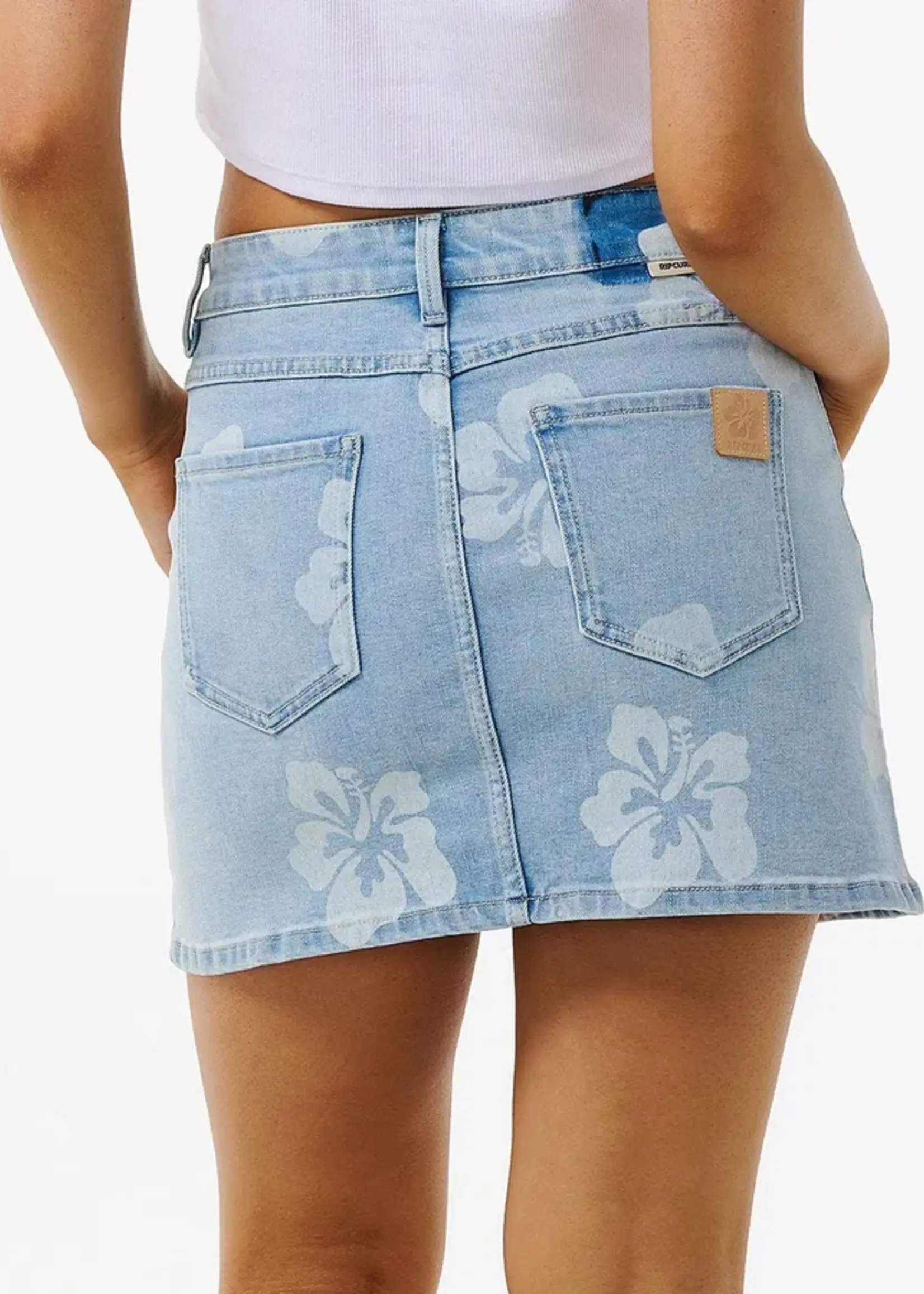 O'Neill Hibiscus Heat Overdyed Denim Skirt