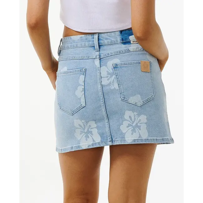 O'Neill Hibiscus Heat Overdyed Denim Skirt