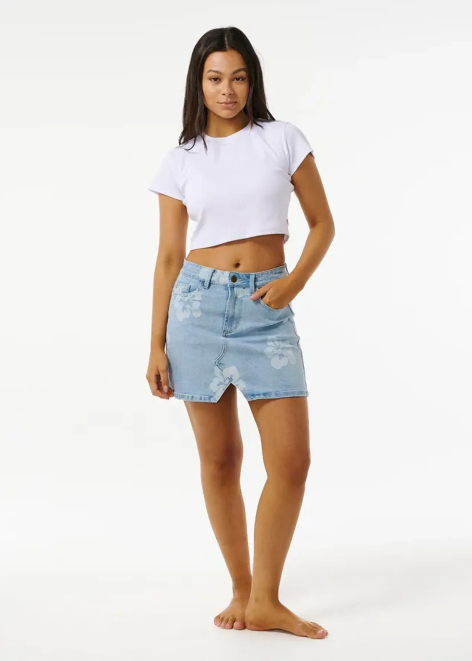 O'Neill Hibiscus Heat Overdyed Denim Skirt