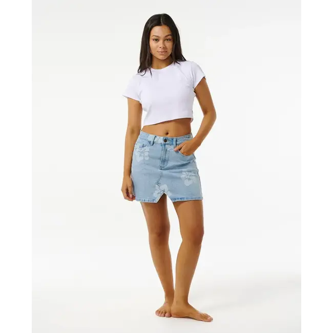O'Neill Hibiscus Heat Overdyed Denim Skirt