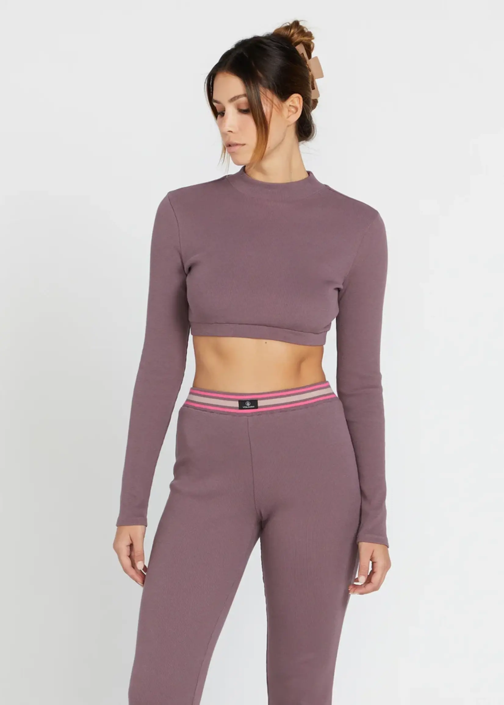 Volcom Women's Lived in Lounge Mock Neck Long Sleeve Top