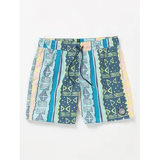 Volcom Lido Print 17" Swim Trunk | Crete Blue