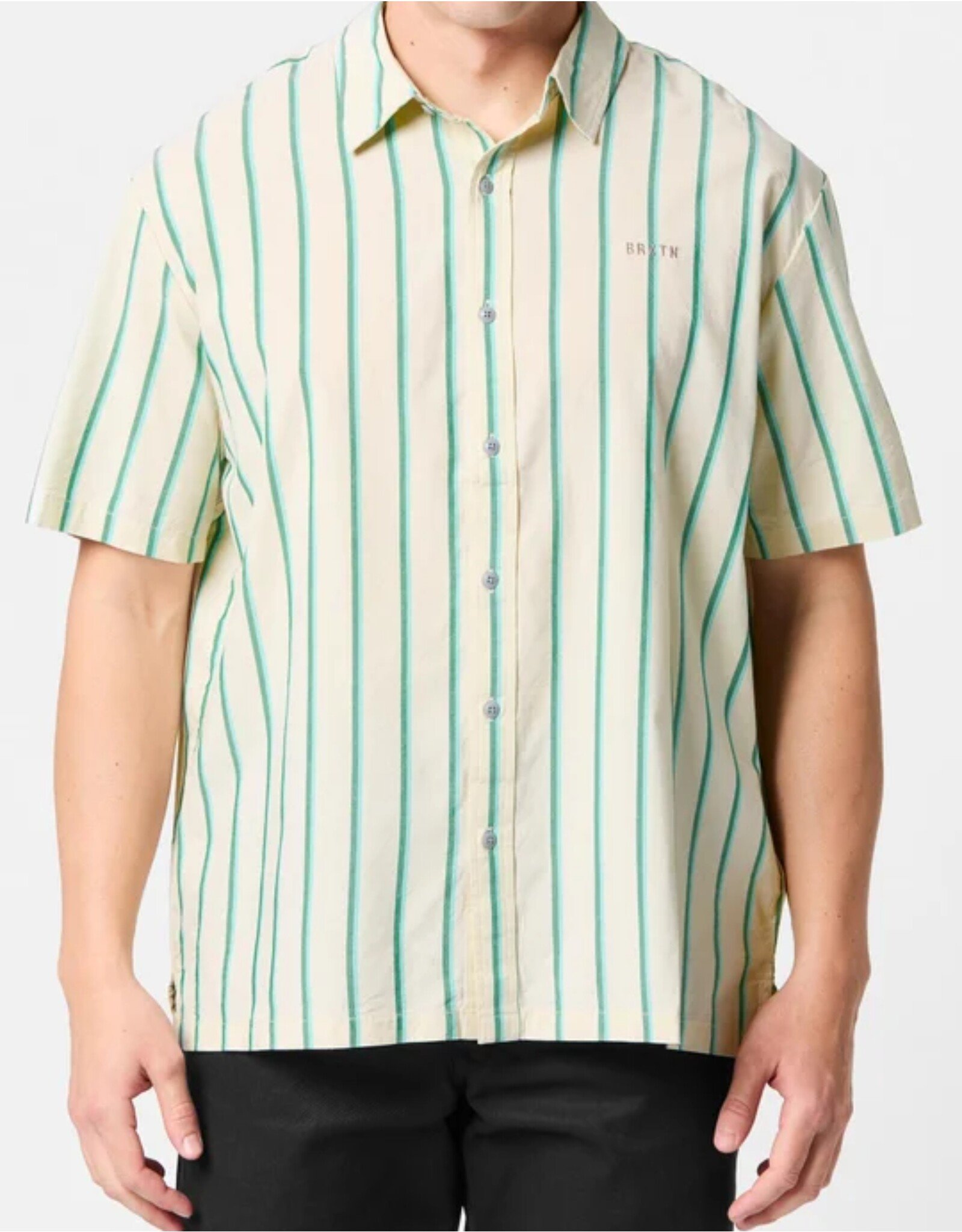 Brixton Cru Stripe Short Sleeve Woven Button Up