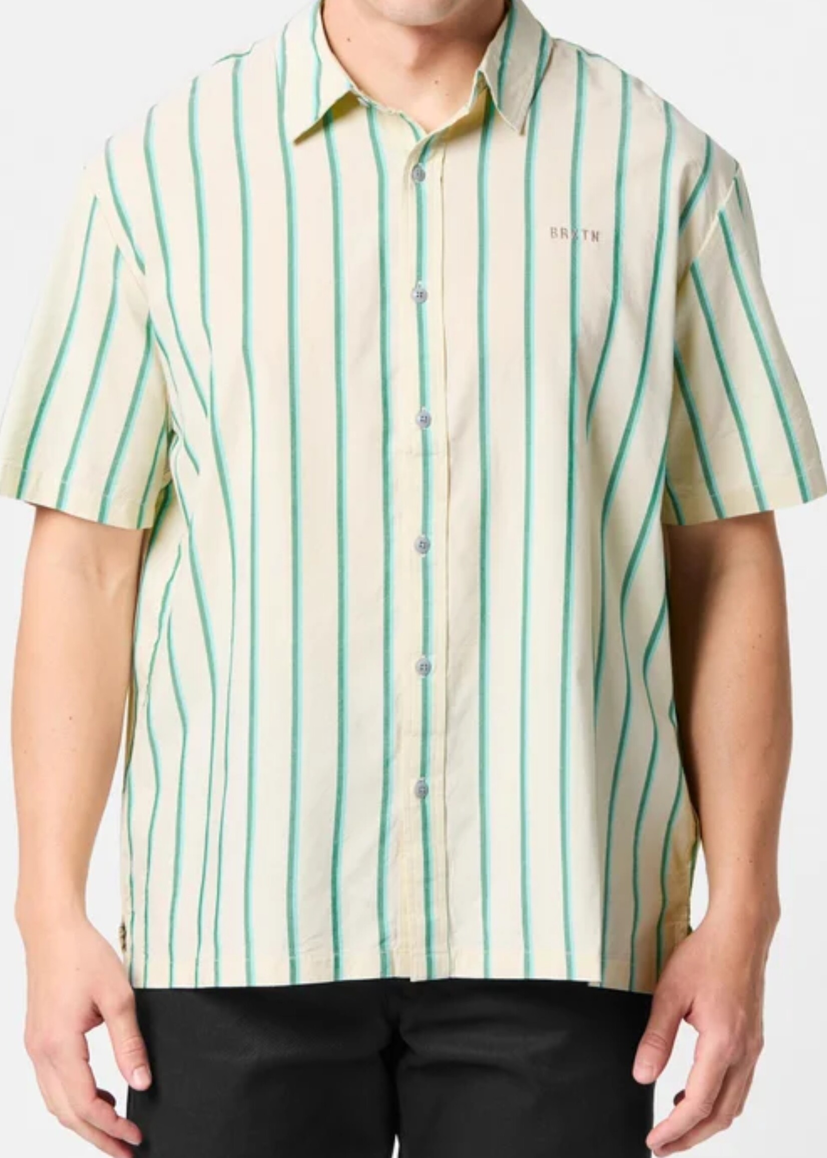 Brixton Men's Cru Stripe Short Sleeve Woven Button Up