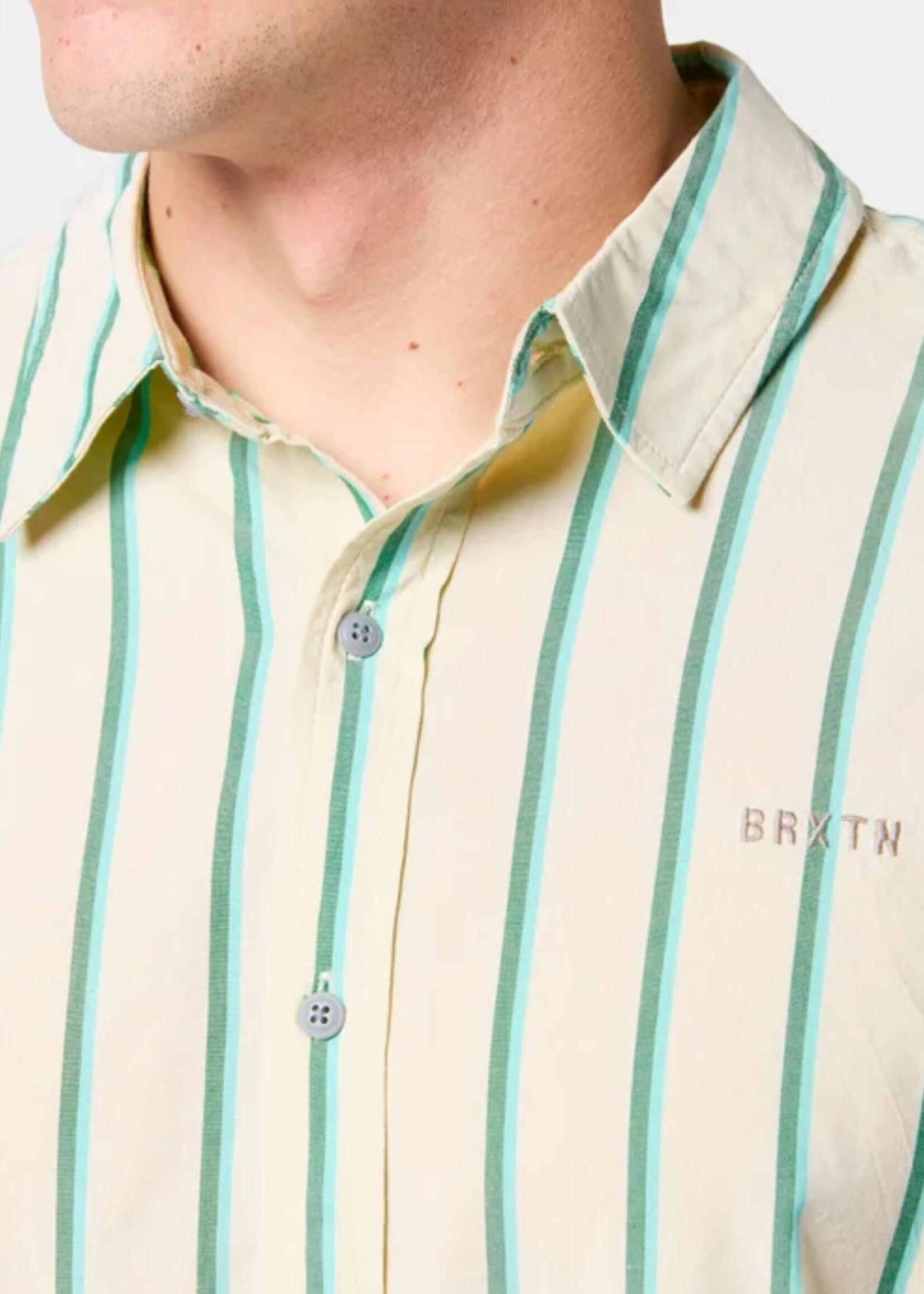 Brixton Men's Cru Stripe Short Sleeve Woven Button Up