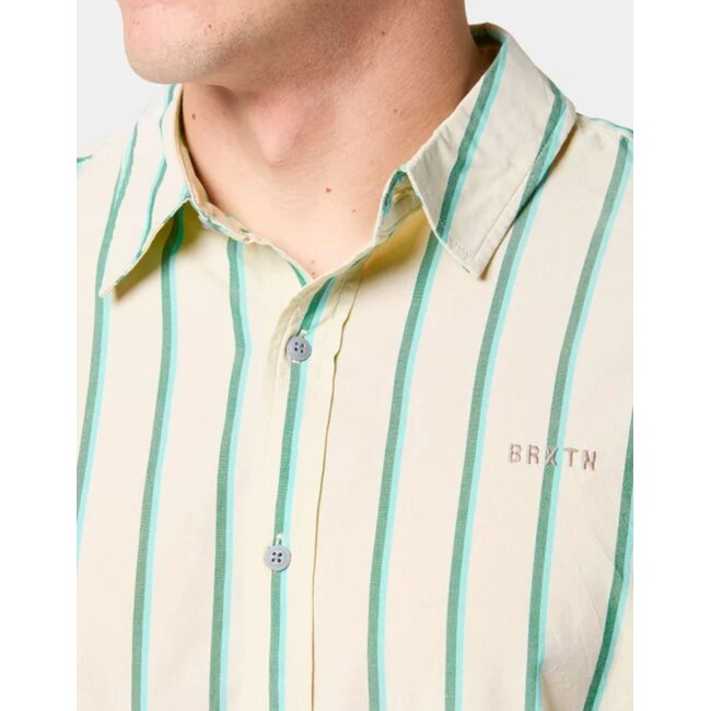 Brixton Men's Cru Stripe Short Sleeve Woven Button Up