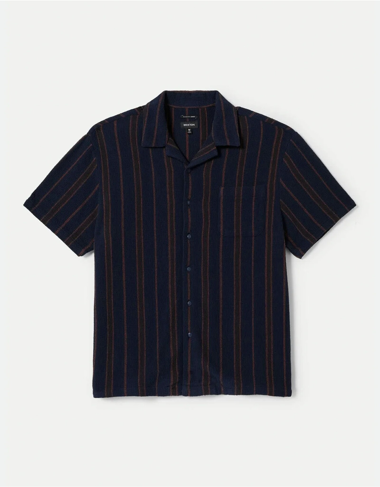 Brixton Men's Bunker Waffle Stripe Short Sleeve Woven Button up