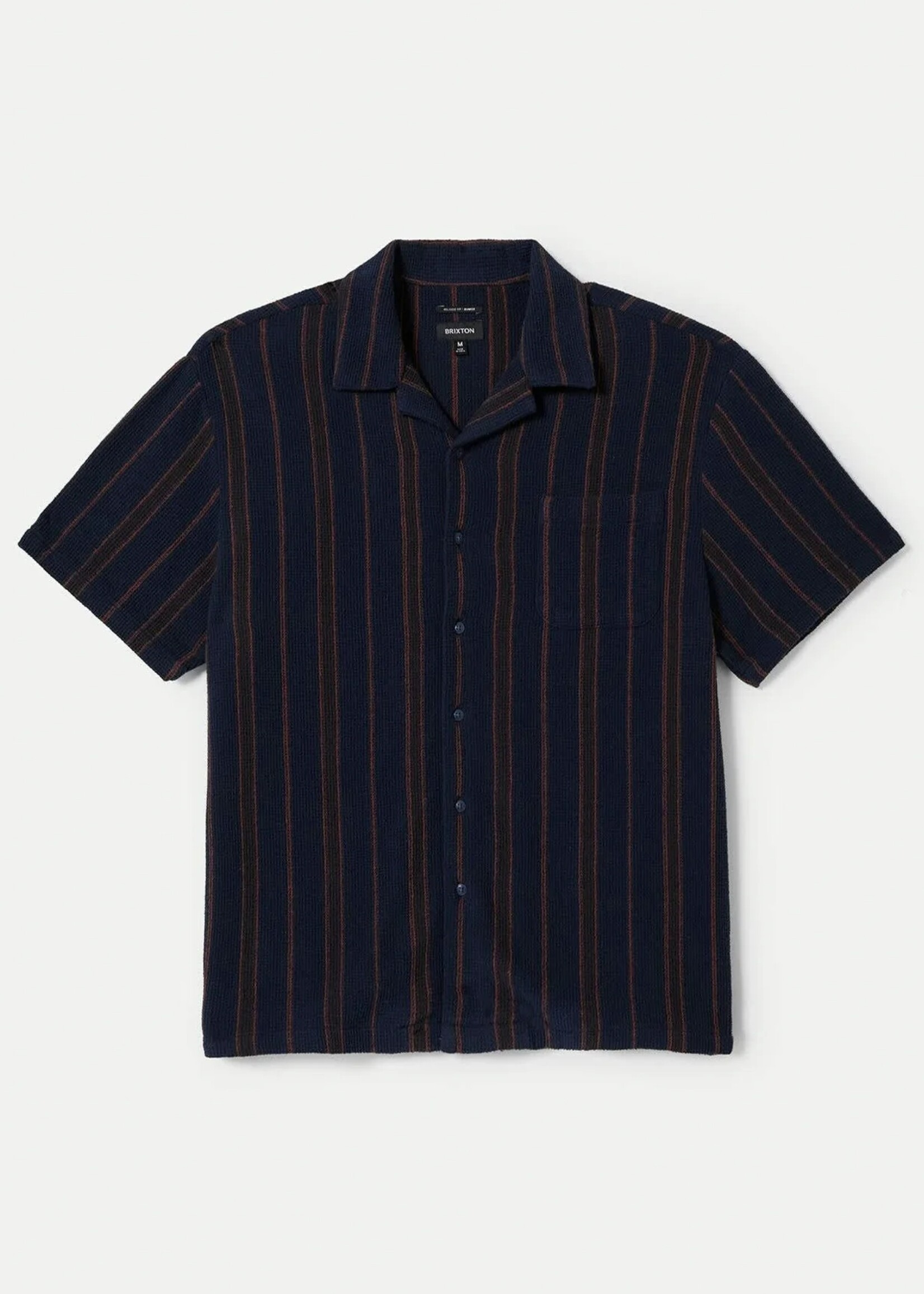 Brixton Men's Bunker Waffle Stripe Short Sleeve Woven Button up
