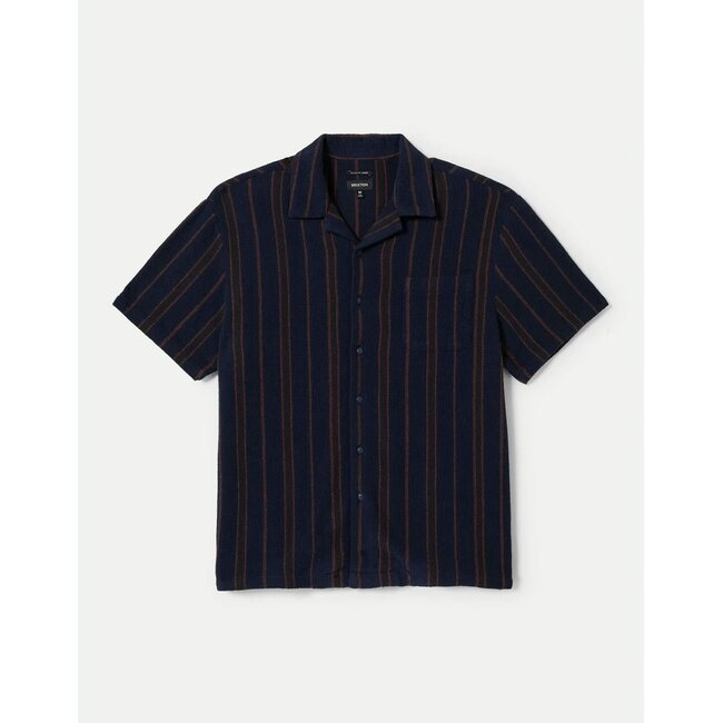 Brixton Men's Bunker Waffle Stripe Short Sleeve Woven Button up