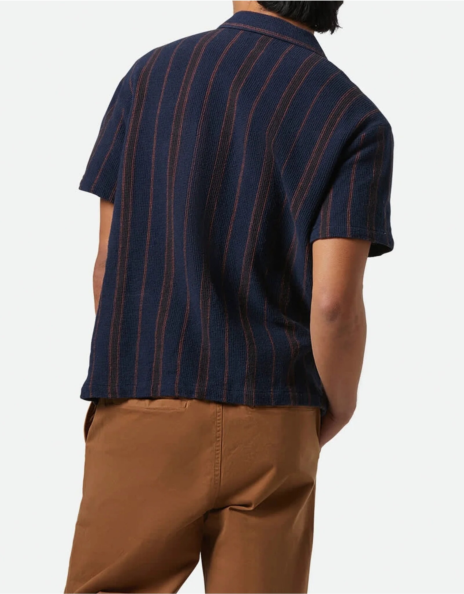Brixton Men's Bunker Waffle Stripe Short Sleeve Woven Button up