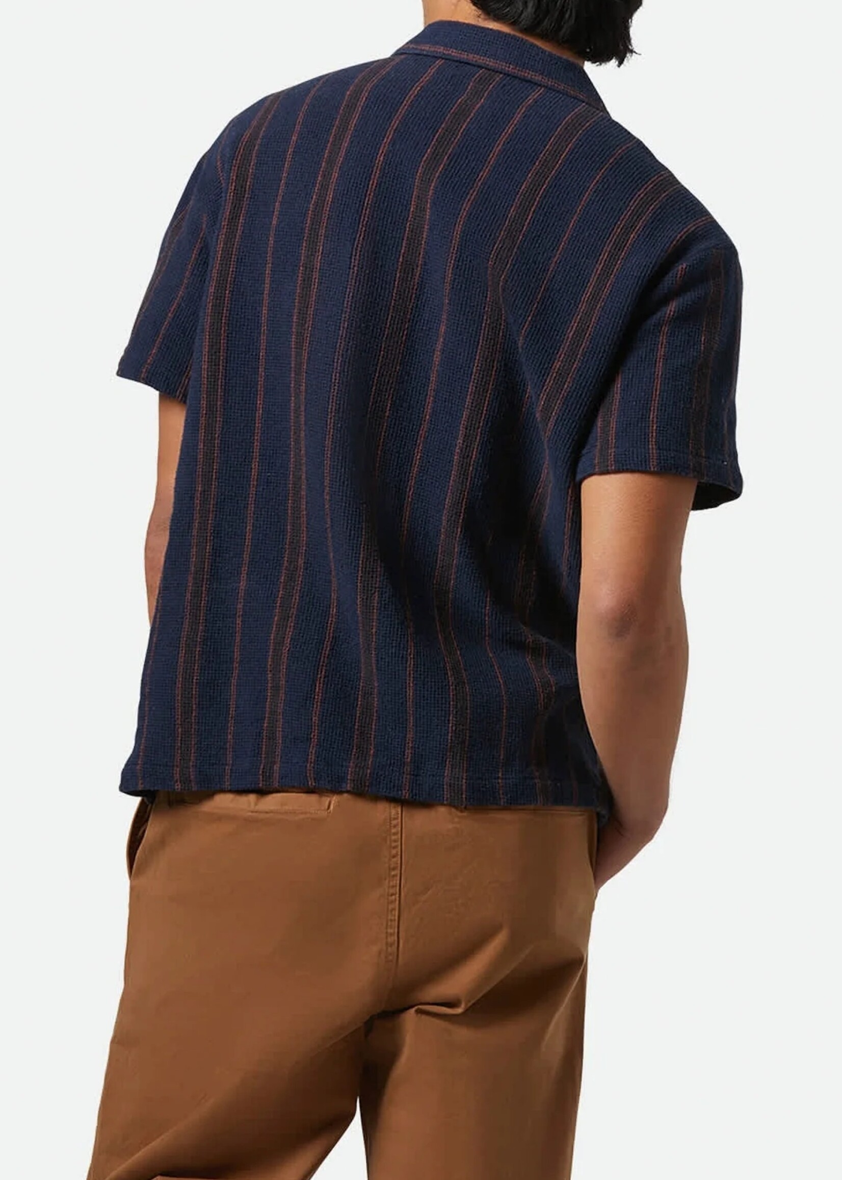 Brixton Men's Bunker Waffle Stripe Short Sleeve Woven Button up