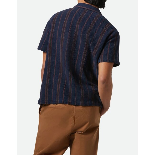 Brixton Men's Bunker Waffle Stripe Short Sleeve Woven Button up