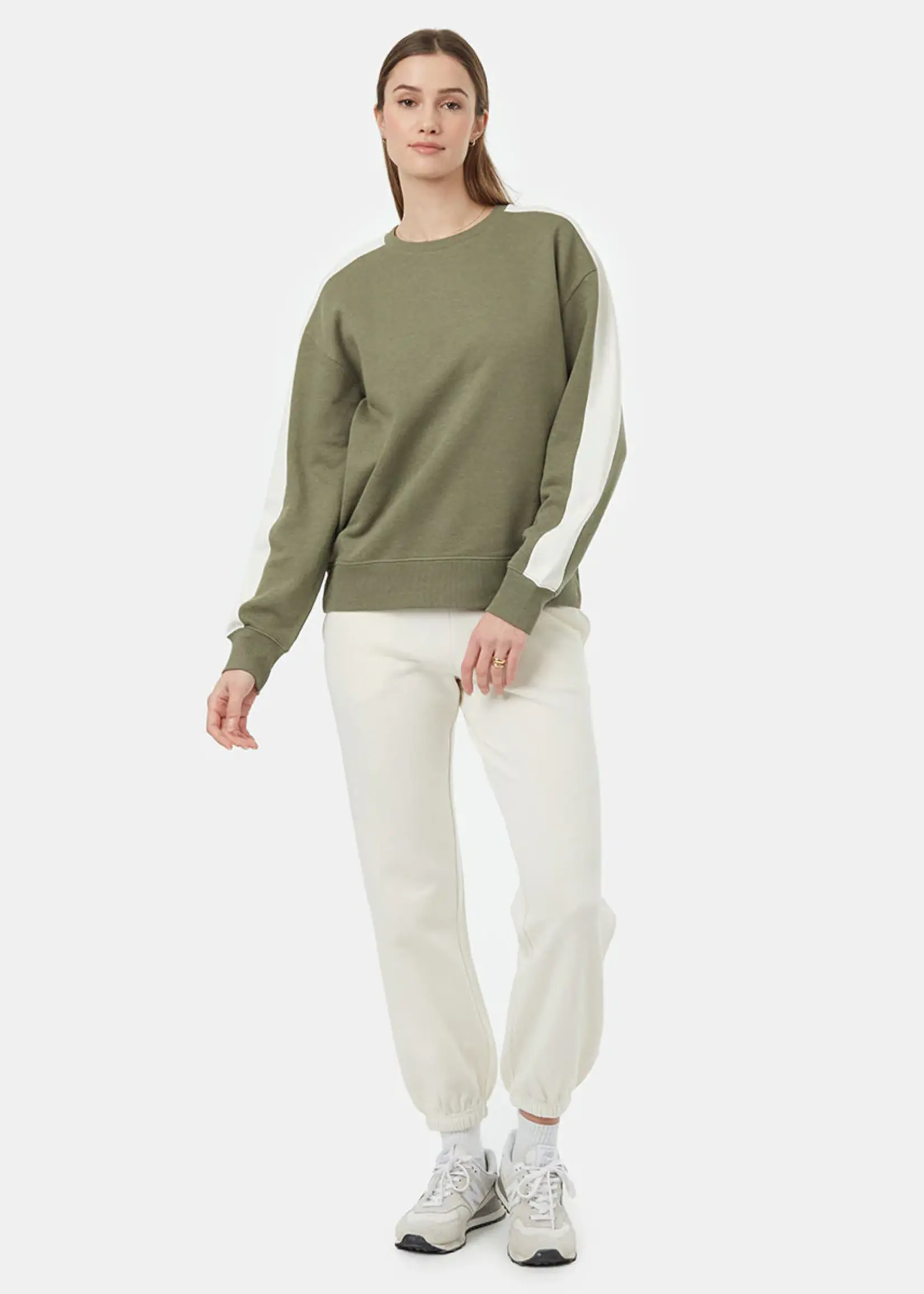 Women's Blocked Sleeve Stripe Crew