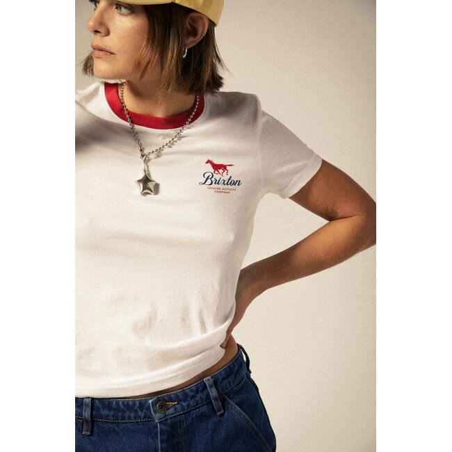 Brixton Women's Leisure Activity Fitted Crew T-Shirt | White