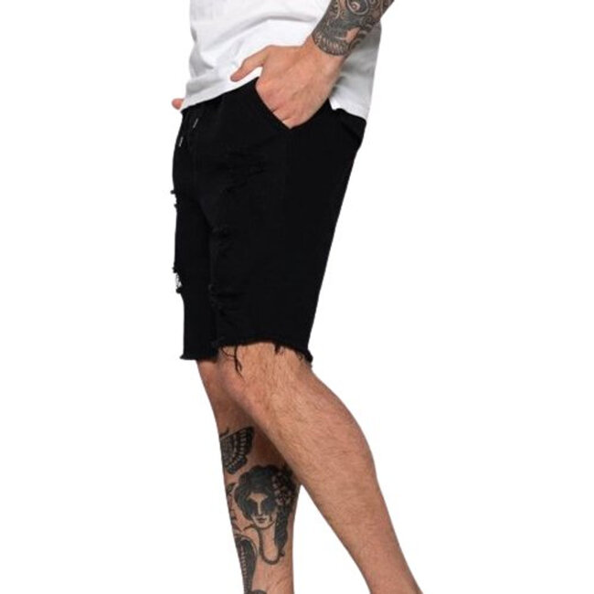 TEAMLTD Men's Walk Short Distressed Black Denim