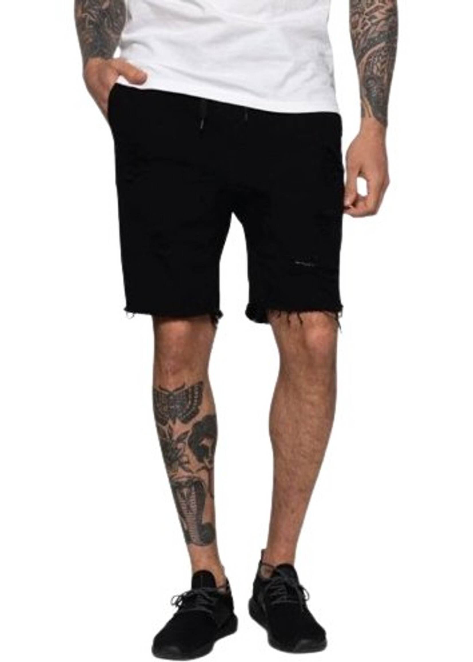 TEAMLTD Men's Walk Short Distressed Black Denim