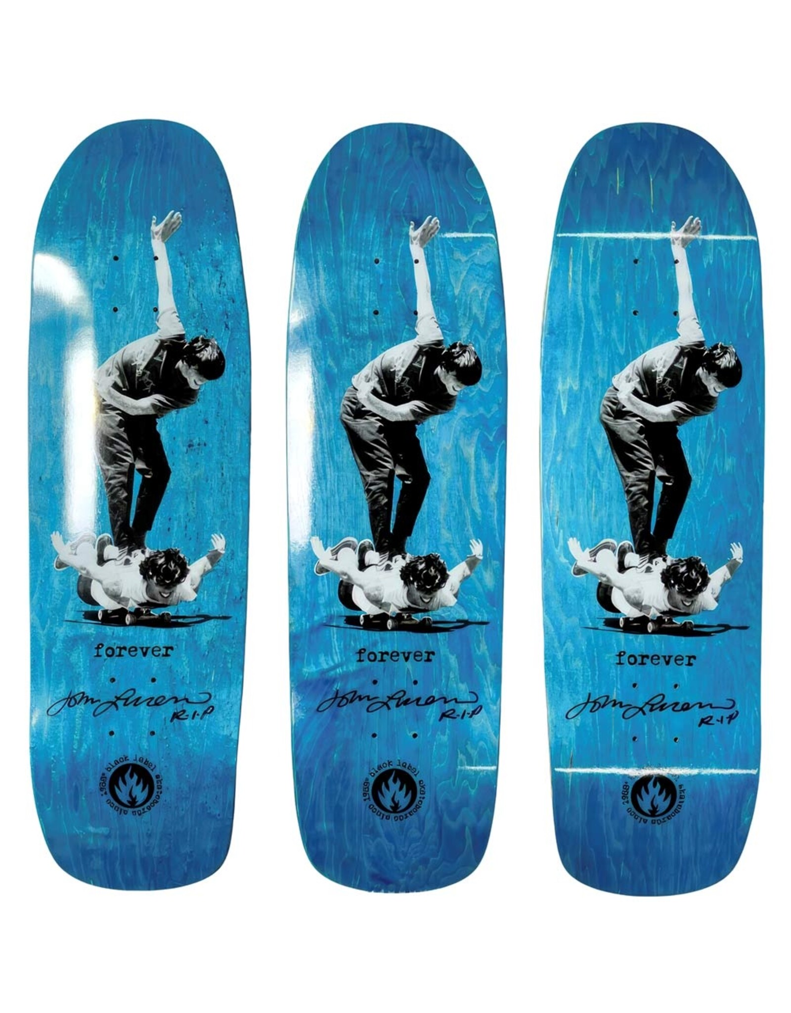 Black Label John and Jeff Forever Autographed Stained Deck 9.25"