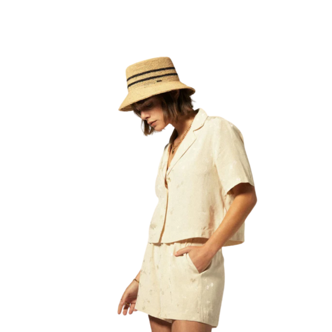 Brixton Women's Silky Short Sleeve Jacquard Button Down