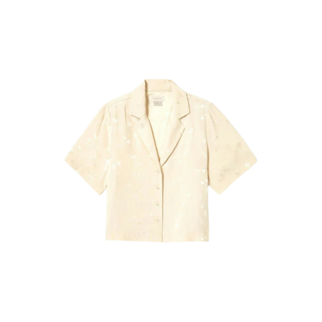 Brixton Women's Silky Short Sleeve Jacquard Button Down