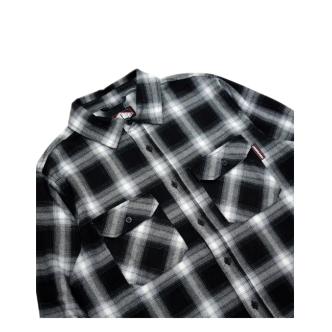 Independent Men's Mission Long  Sleeve Flannel Grey Plaid