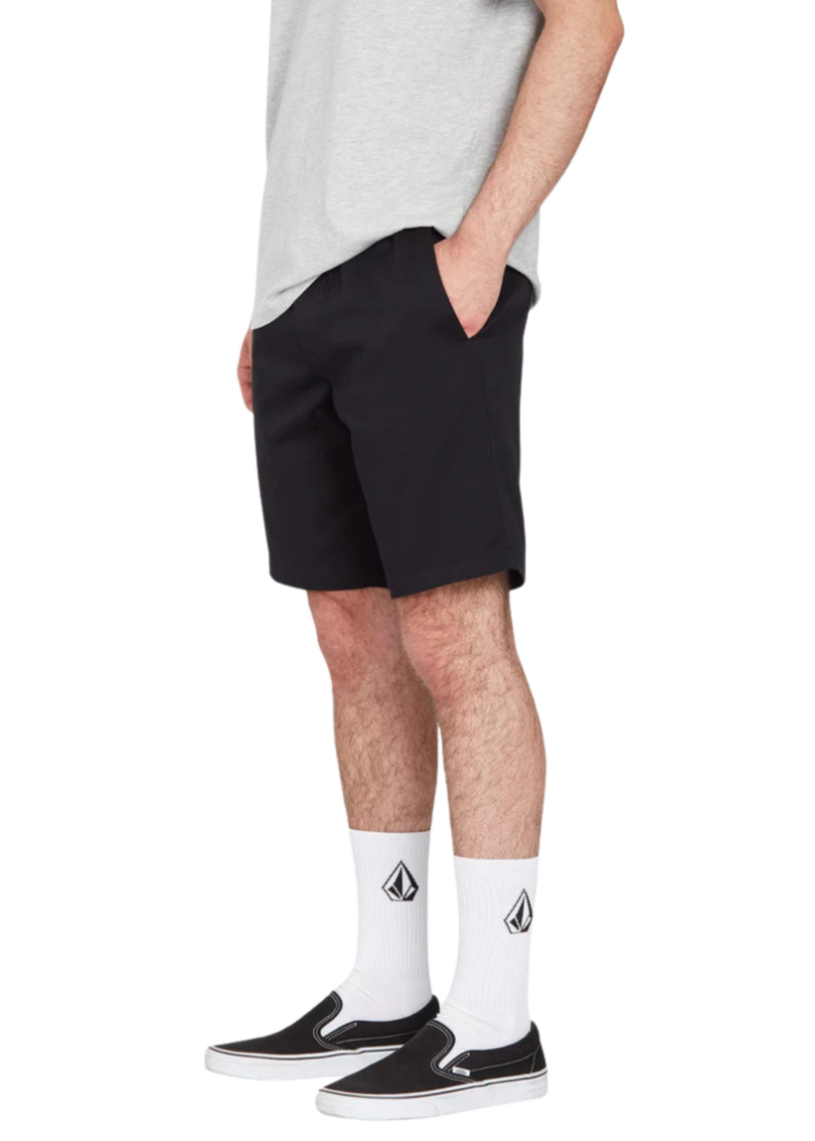 Volcom Men's Frickin Elastic waist Short 19" -  Black