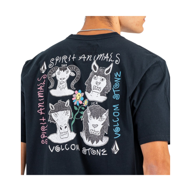 Volcom Men's Surf Vitals Animals  Short Sleeve T-Shirt- Black