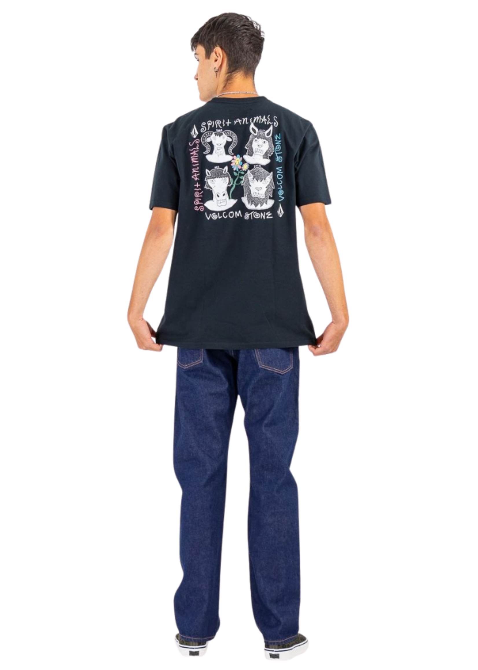 Volcom Men's Surf Vitals Animals  Short Sleeve T-Shirt- Black