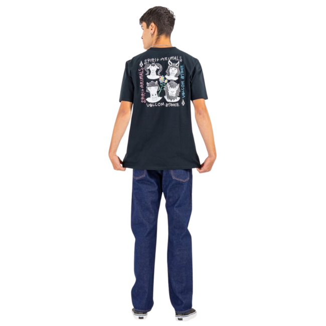 Volcom Men's Surf Vitals Animals  Short Sleeve T-Shirt- Black