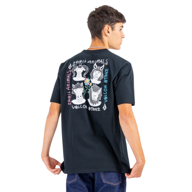 Volcom Men's Surf Vitals Animals  Short Sleeve T-Shirt- Black