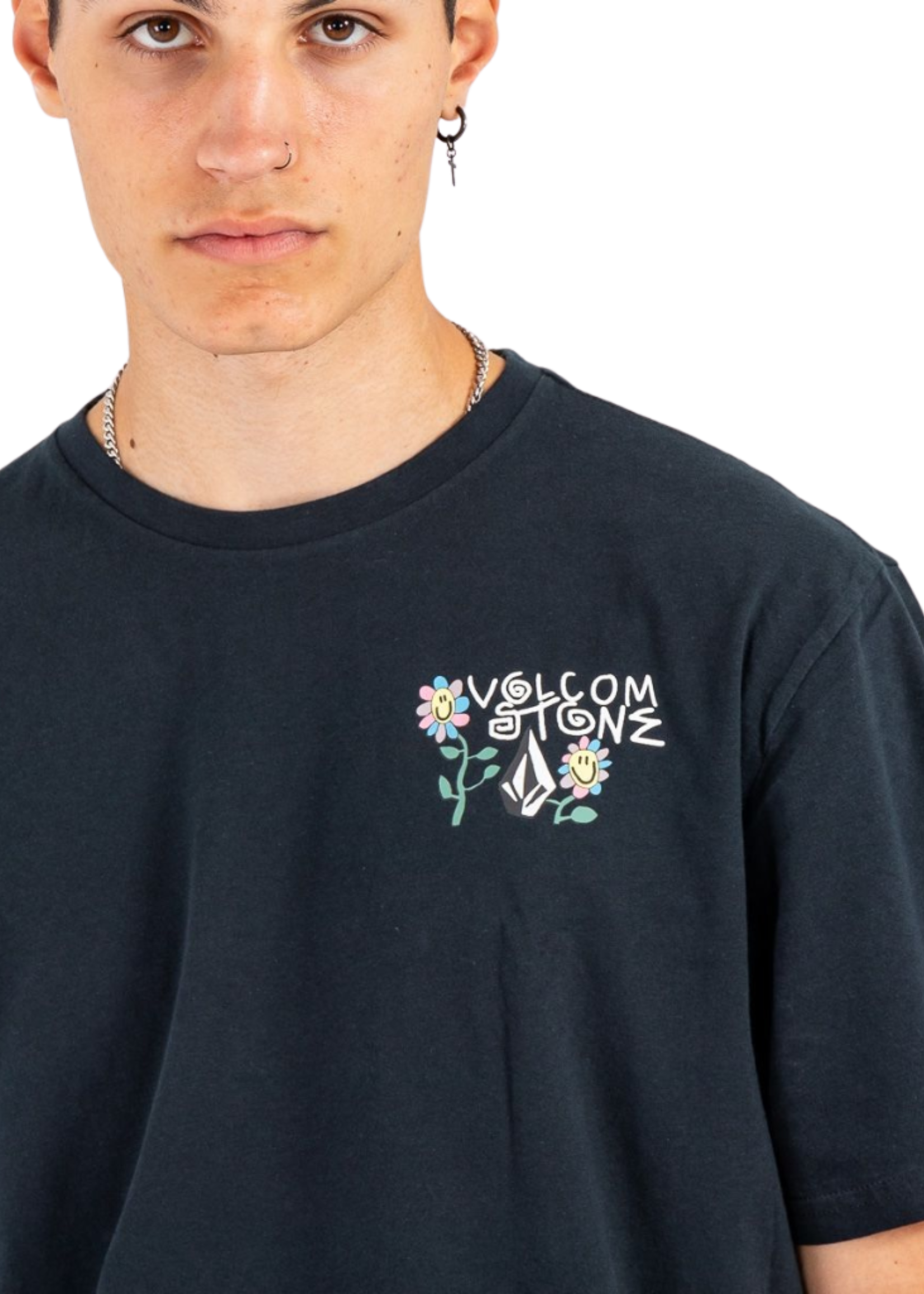 Volcom Men's Surf Vitals Animals  Short Sleeve T-Shirt- Black