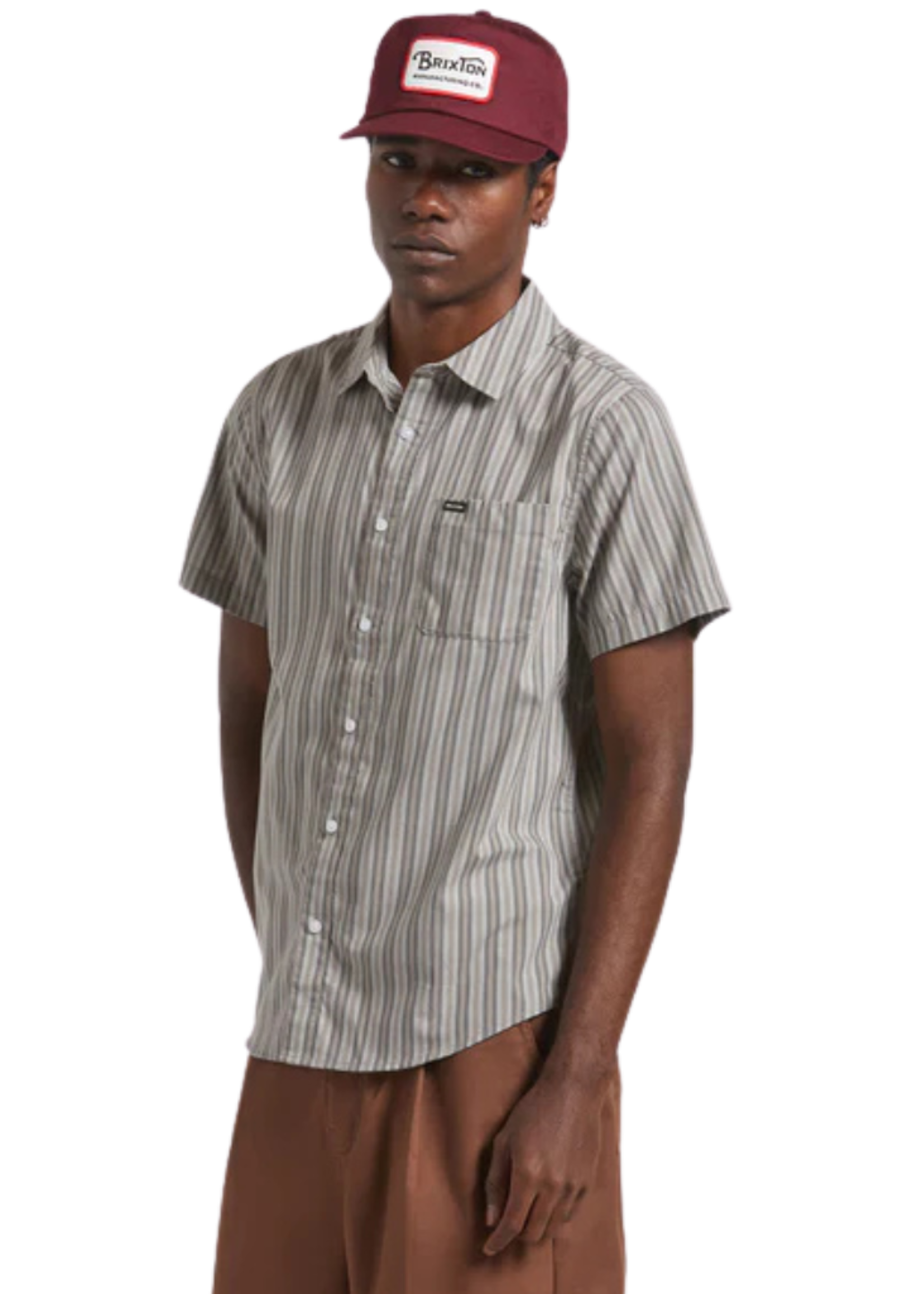 Brixton Men's Charter Stripe Short Sleeve Woven Button up