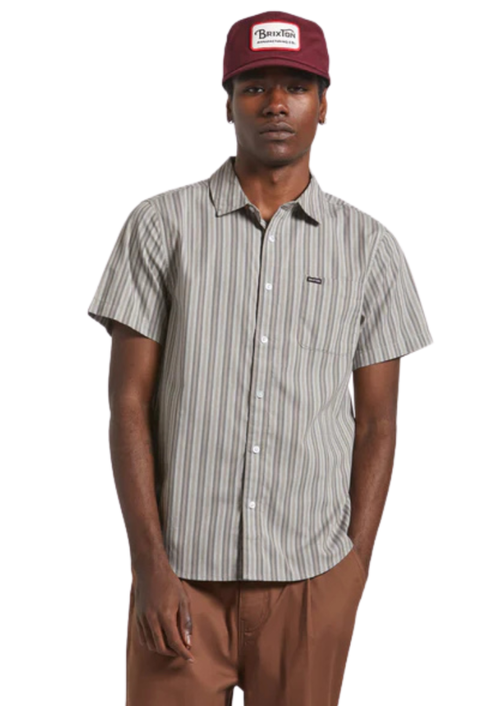 Brixton Men's Charter Stripe Short Sleeve Woven Button up