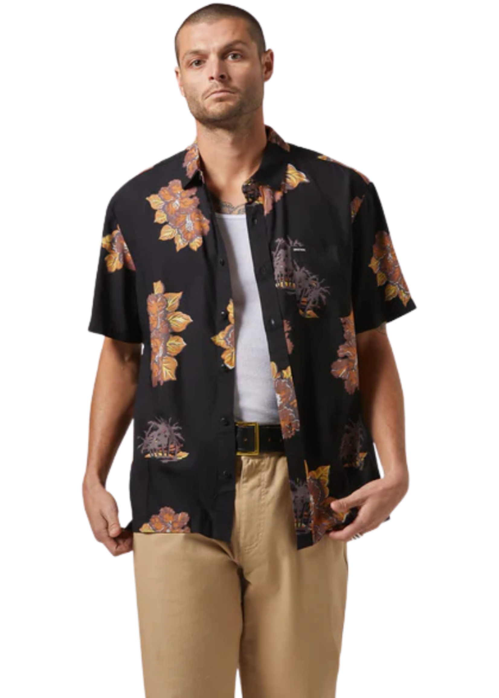 Brixton Men's Cru Print Short Sleeve Woven Button up