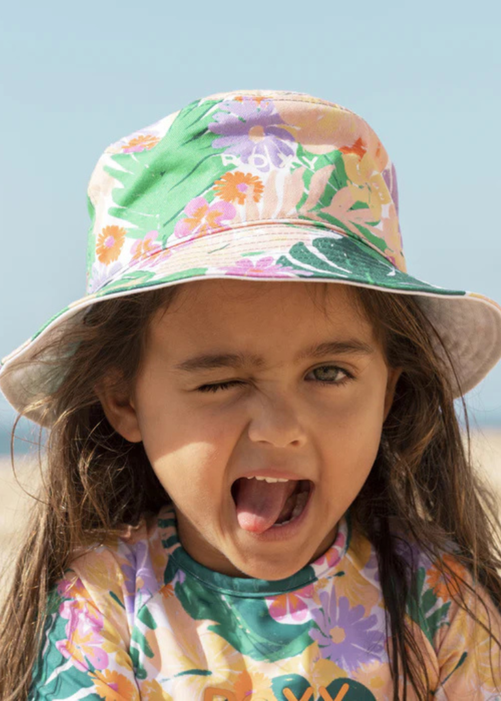Roxy Girl's Jasmine Paradise Bucket Hat | Mint Tropical Trails