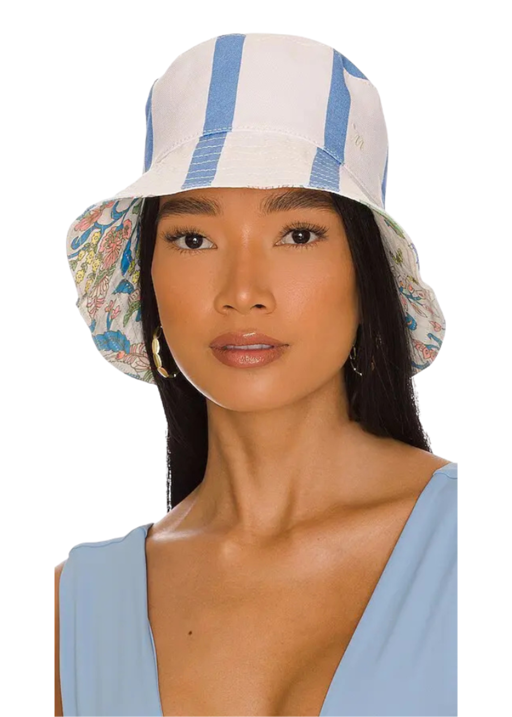 Maaji Women's Rita Reversible Bucket Hat | Blue Stripe Multi