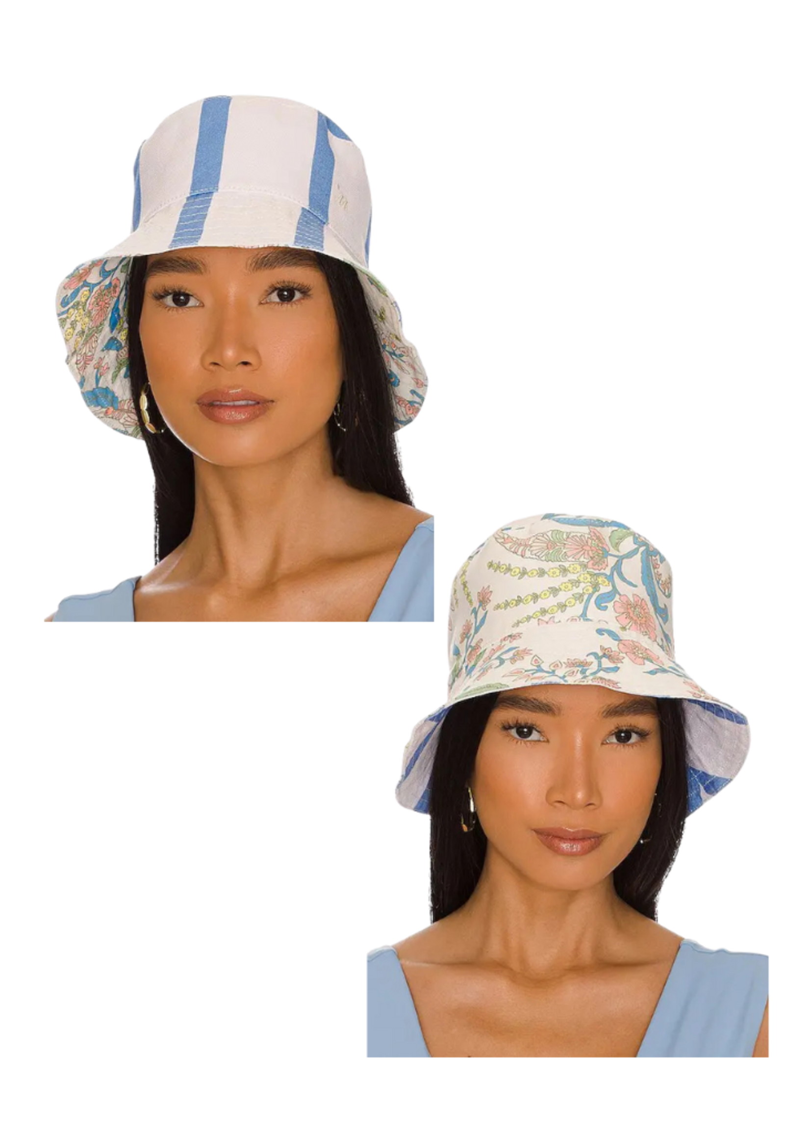 Maaji Women's Rita Reversible Bucket Hat | Blue Stripe Multi