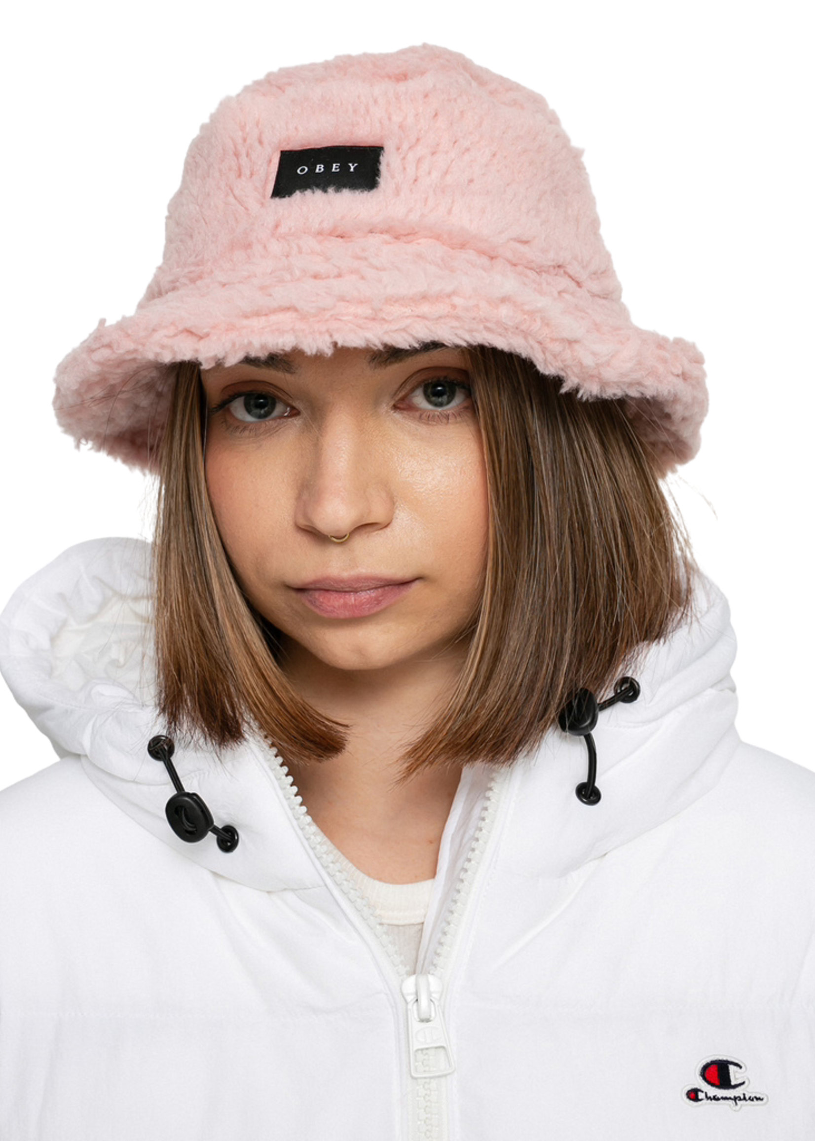 OBEY Women's Sherpa Bucket Hat | Putty Pink