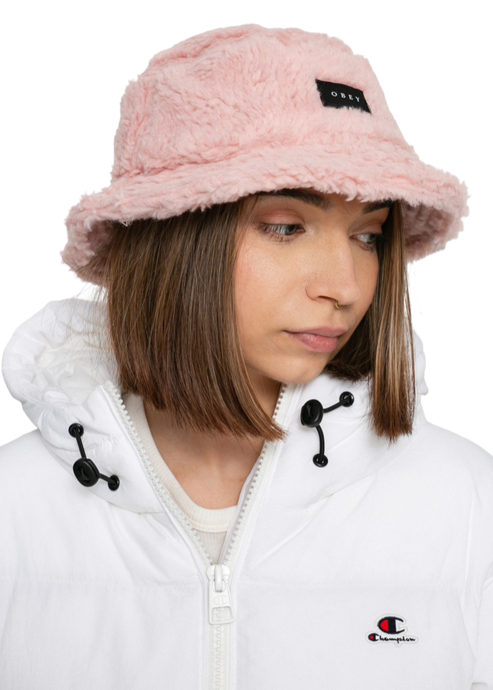 OBEY Women's Sherpa Bucket Hat | Putty Pink