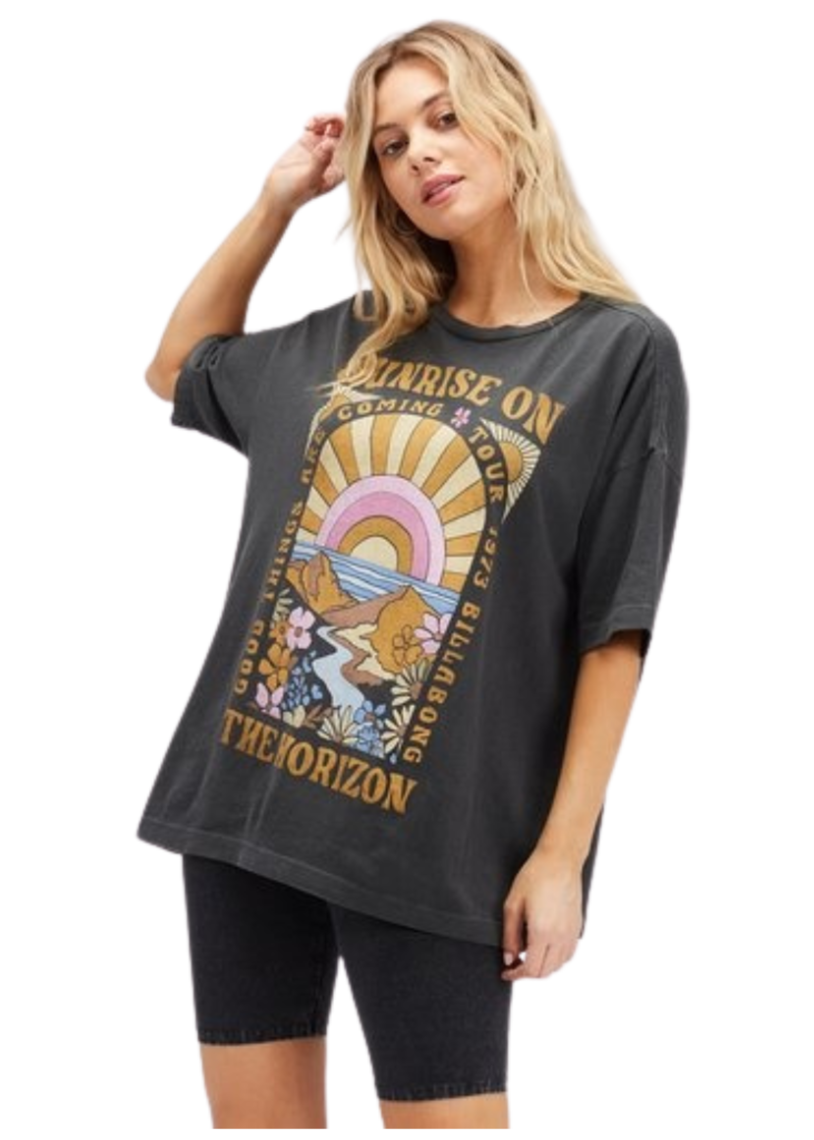 Billabong Women's On The Horizon Oversized T-shirt | Off Black