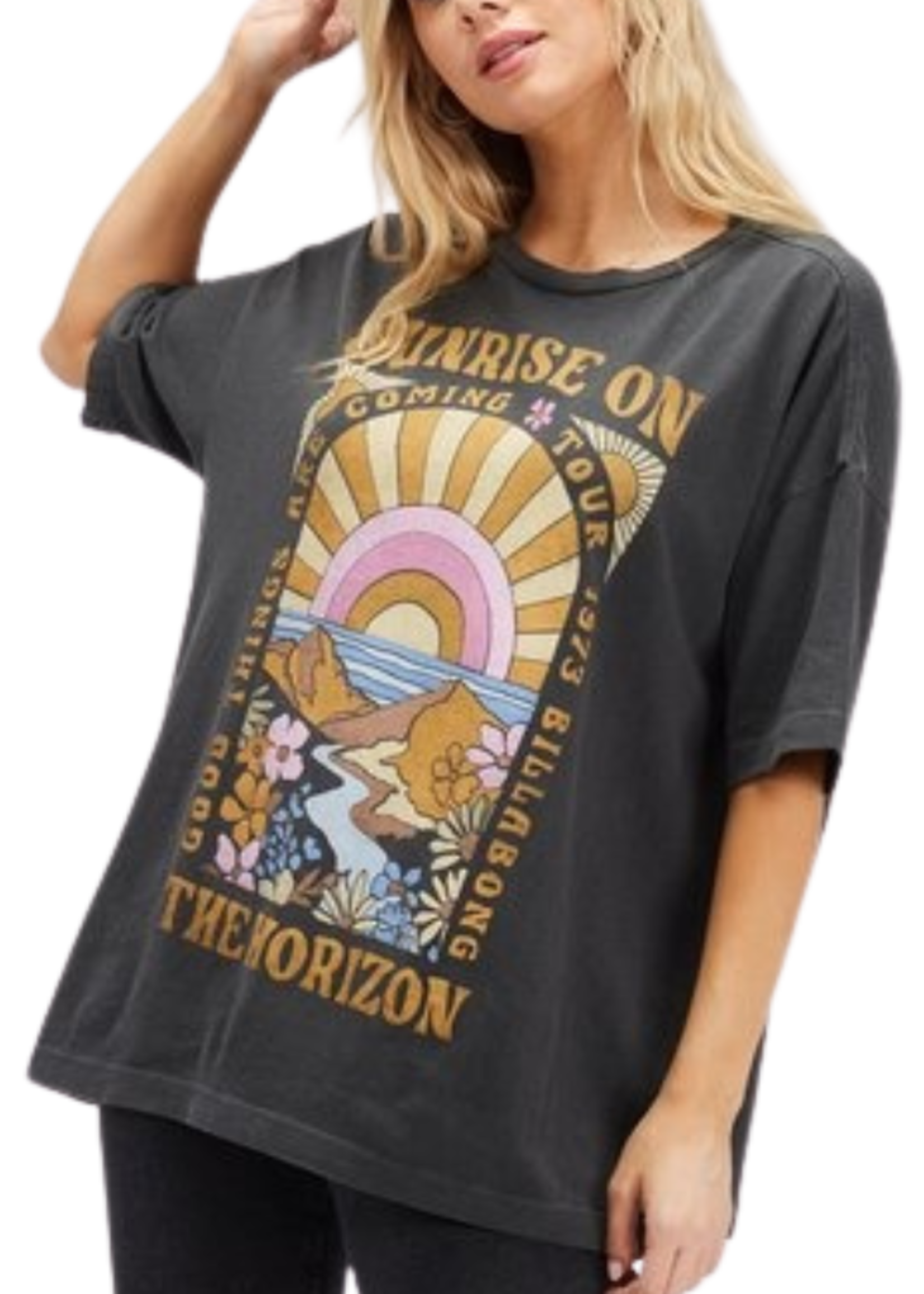 Billabong Women's On The Horizon Oversized T-shirt | Off Black
