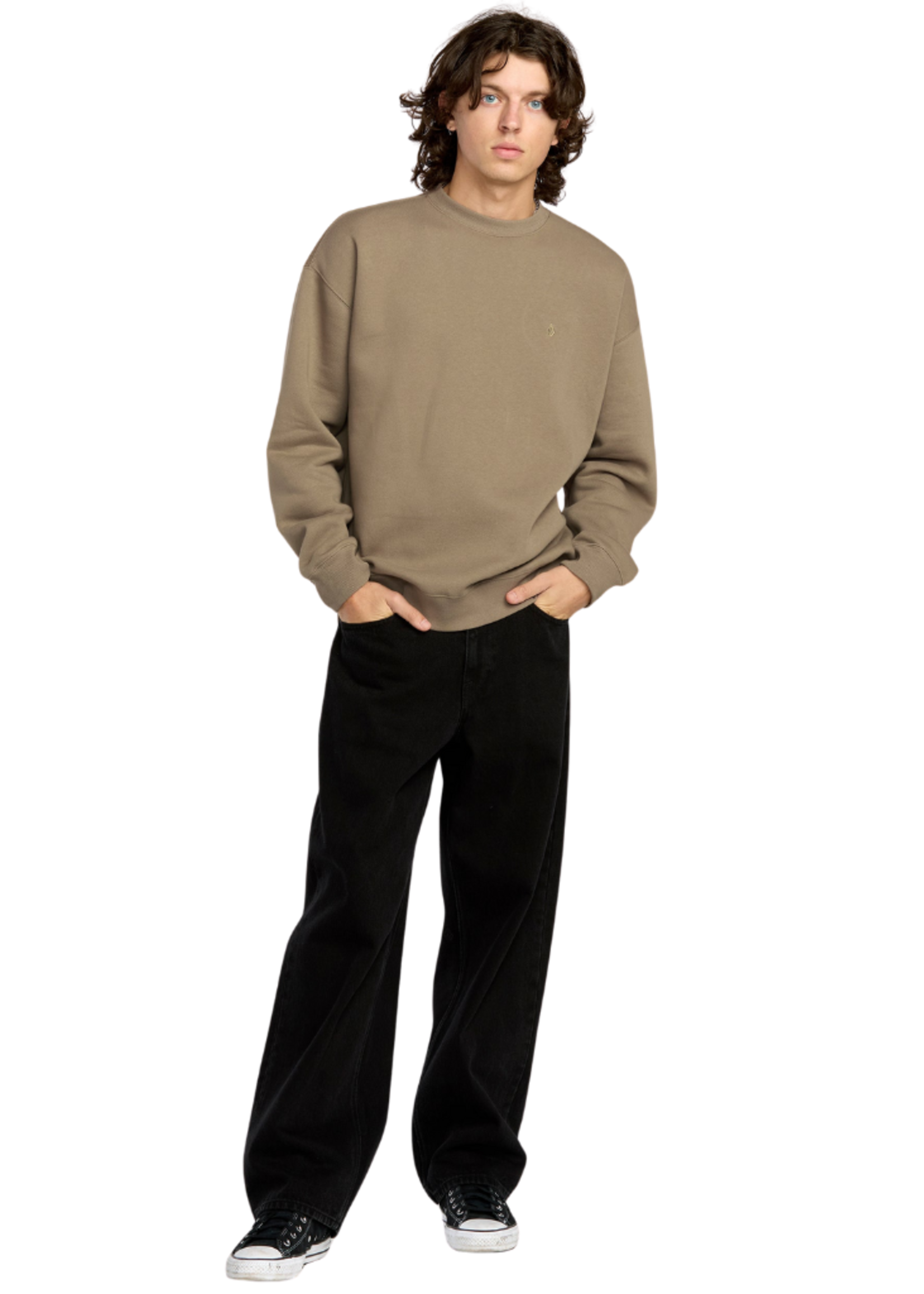 Volcom Men's Single Stone PW Crew | Brindle