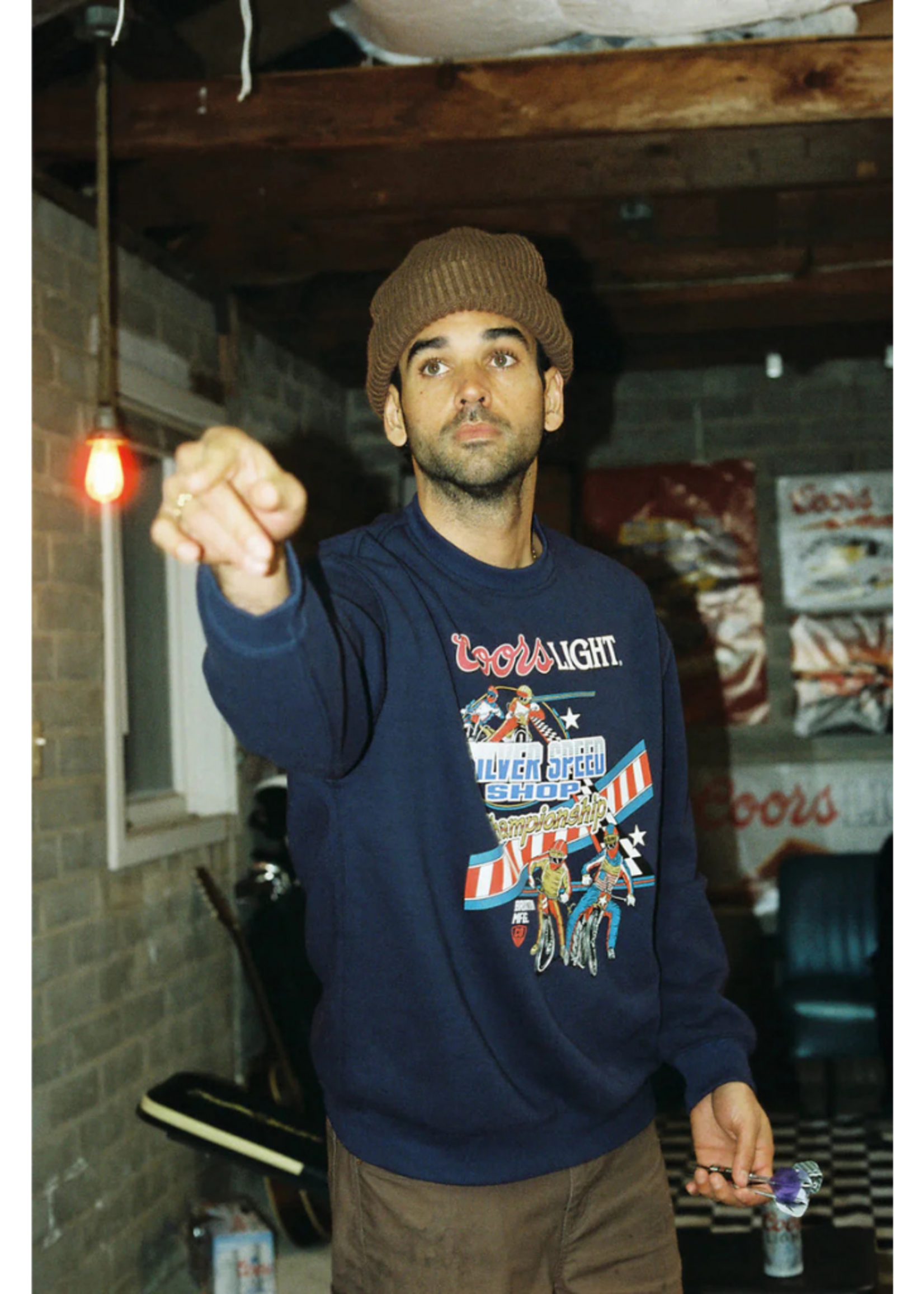 Brixton Men's Coors Light Berm Crewneck Sweater| Navy