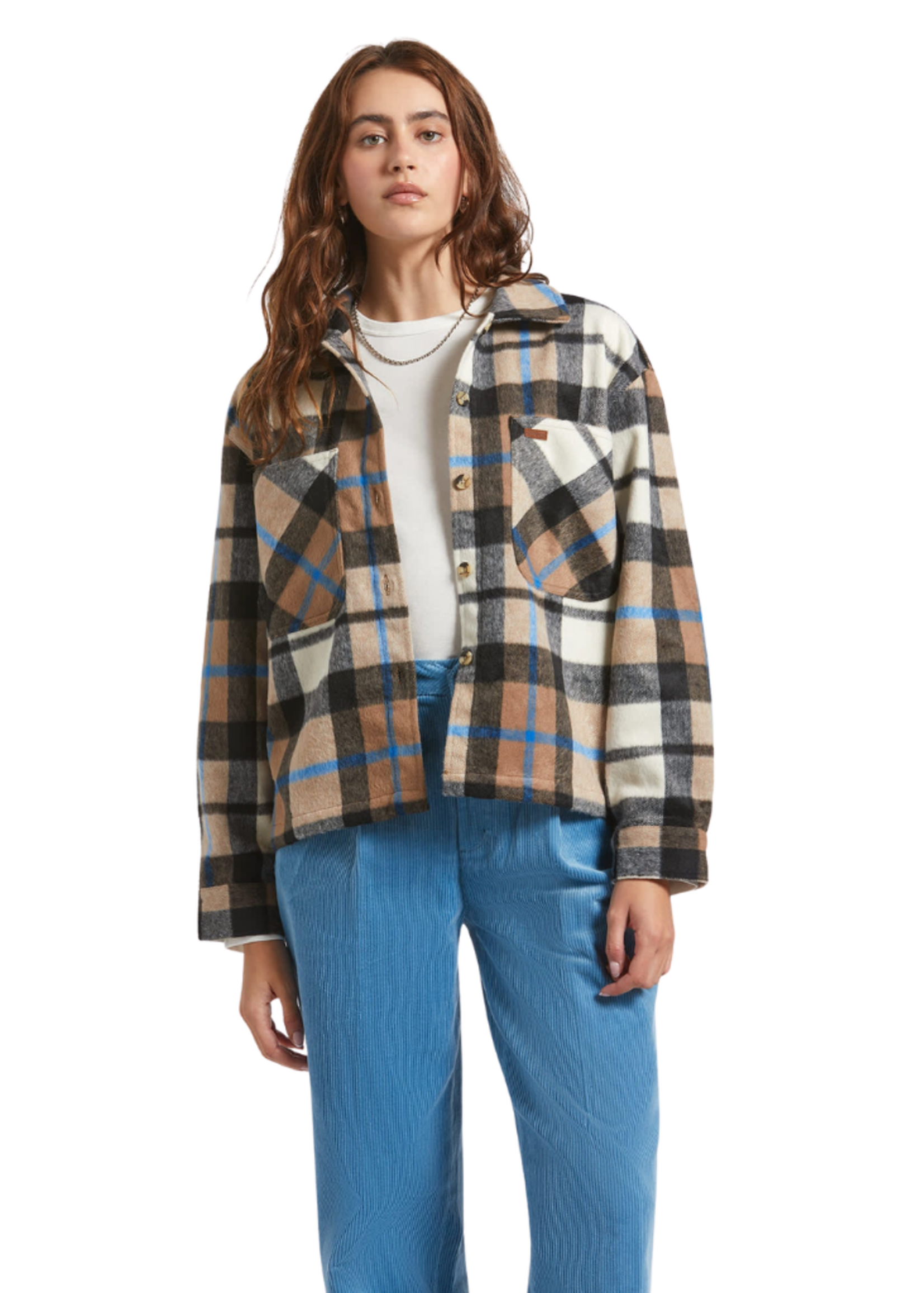 Brixton Women's Bowery Soft Brushed Flannel | Washed Black/Sand