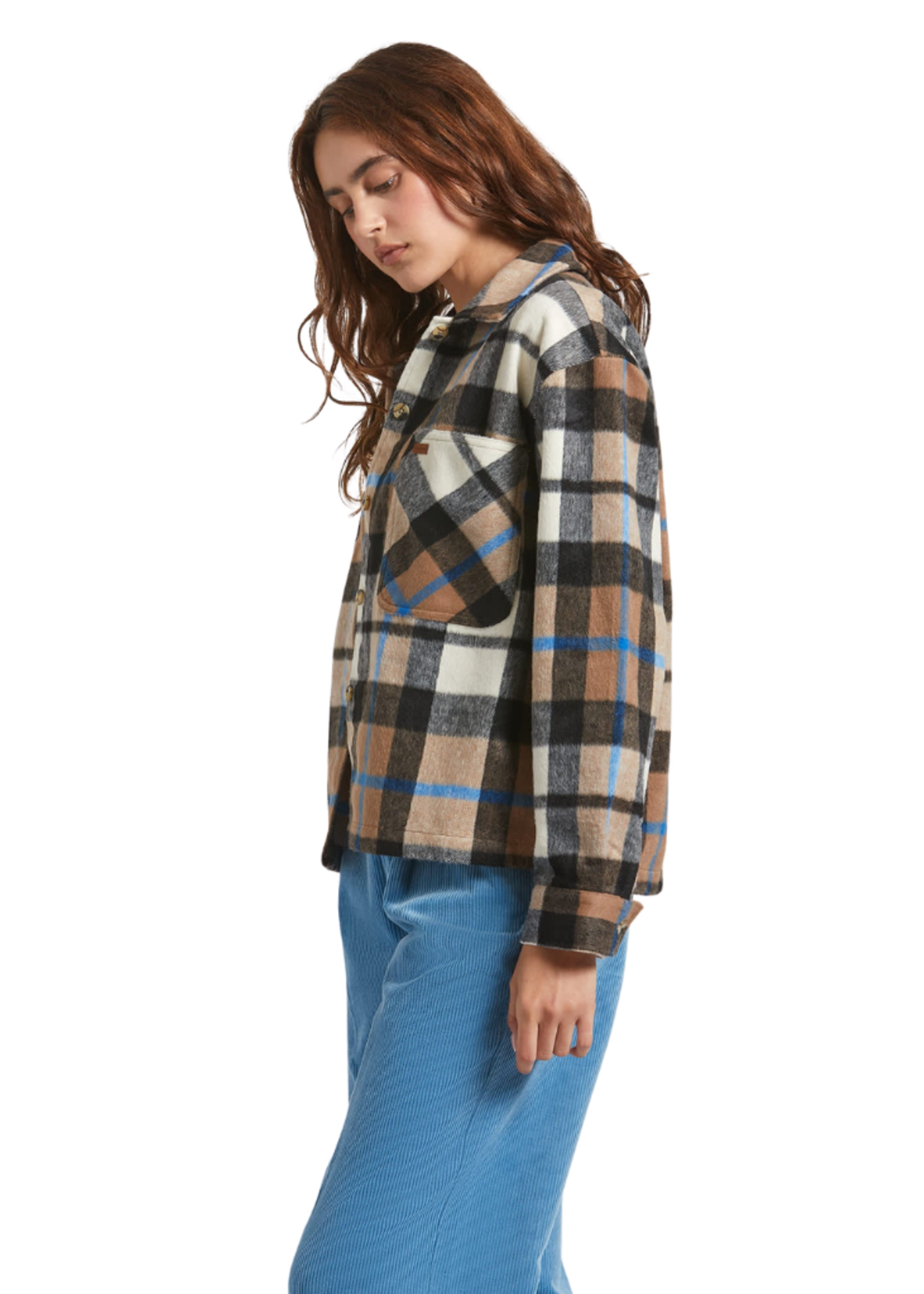 Brixton Women's Bowery Soft Brushed Flannel | Washed Black/Sand