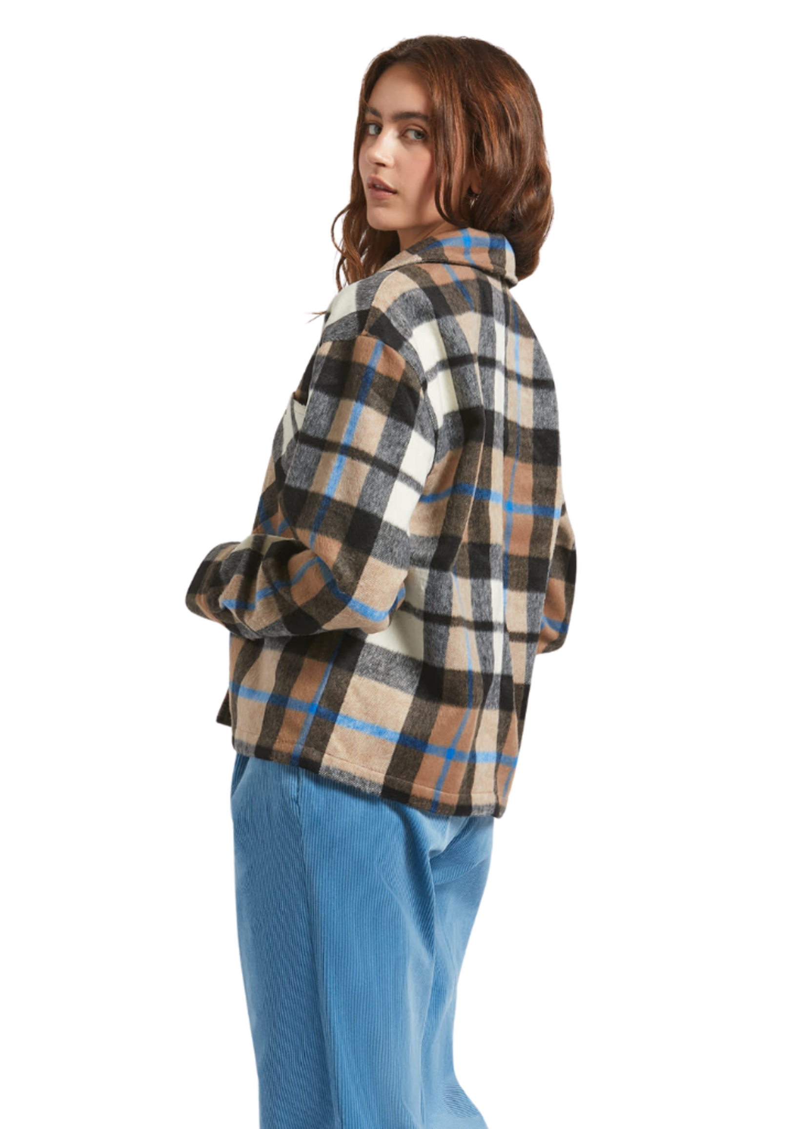 Brixton Women's Bowery Soft Brushed Flannel | Washed Black/Sand