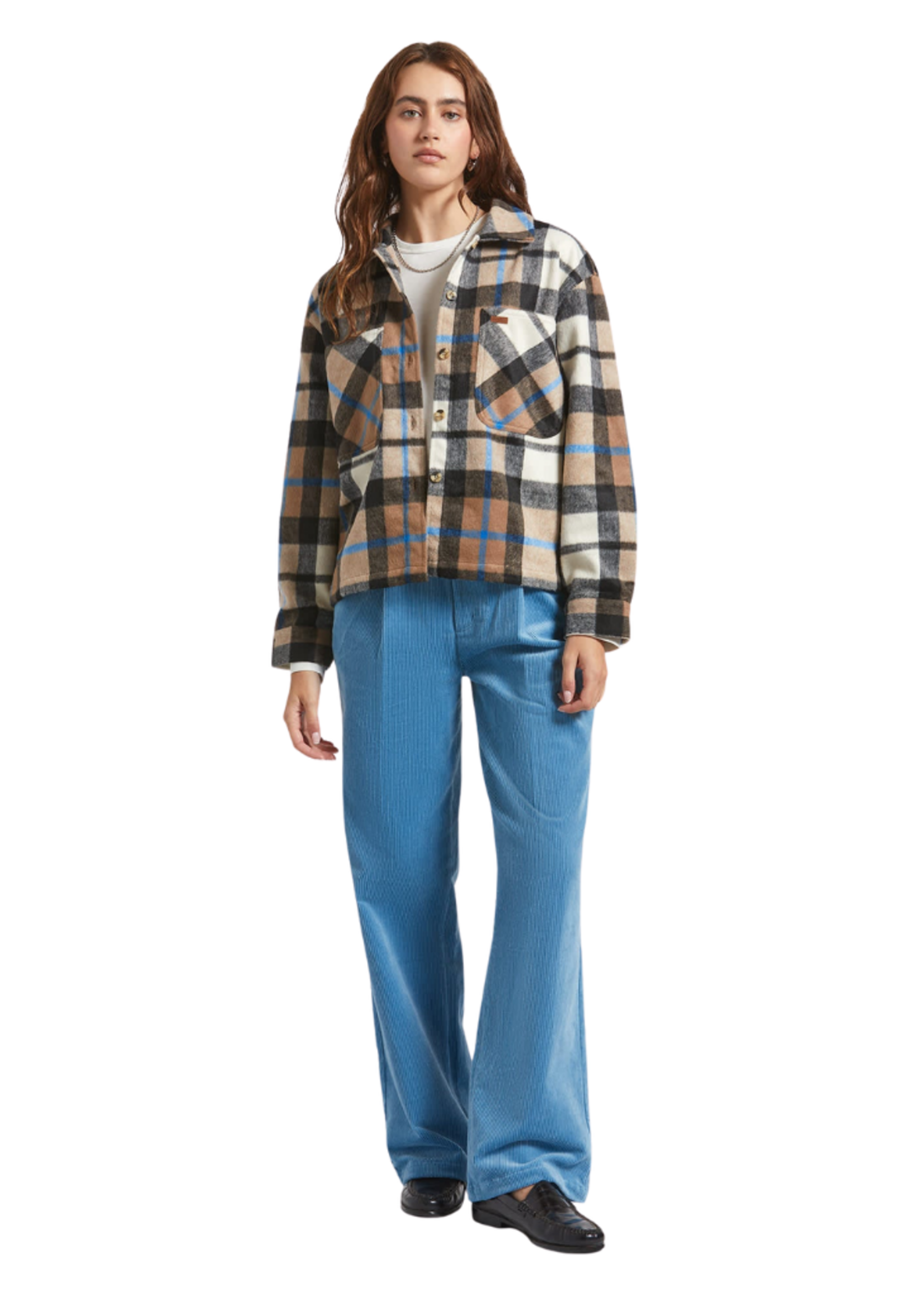 Brixton Women's Bowery Soft Brushed Flannel | Washed Black/Sand