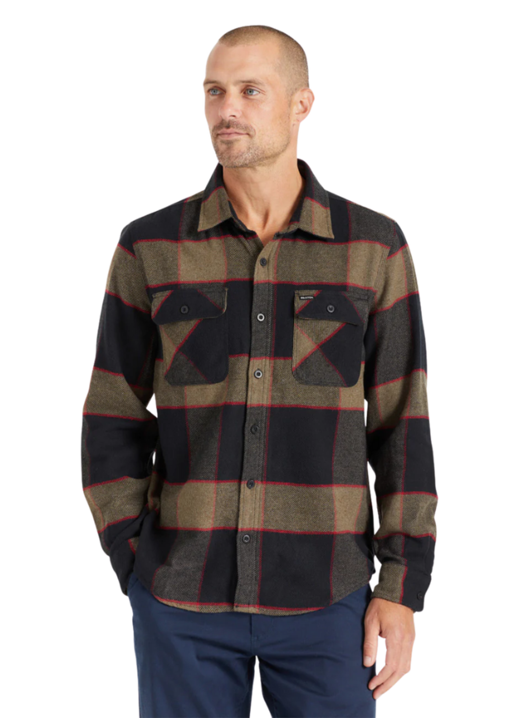 Brixton Men's Bowery Flannel | Heather Grey / Charcoal