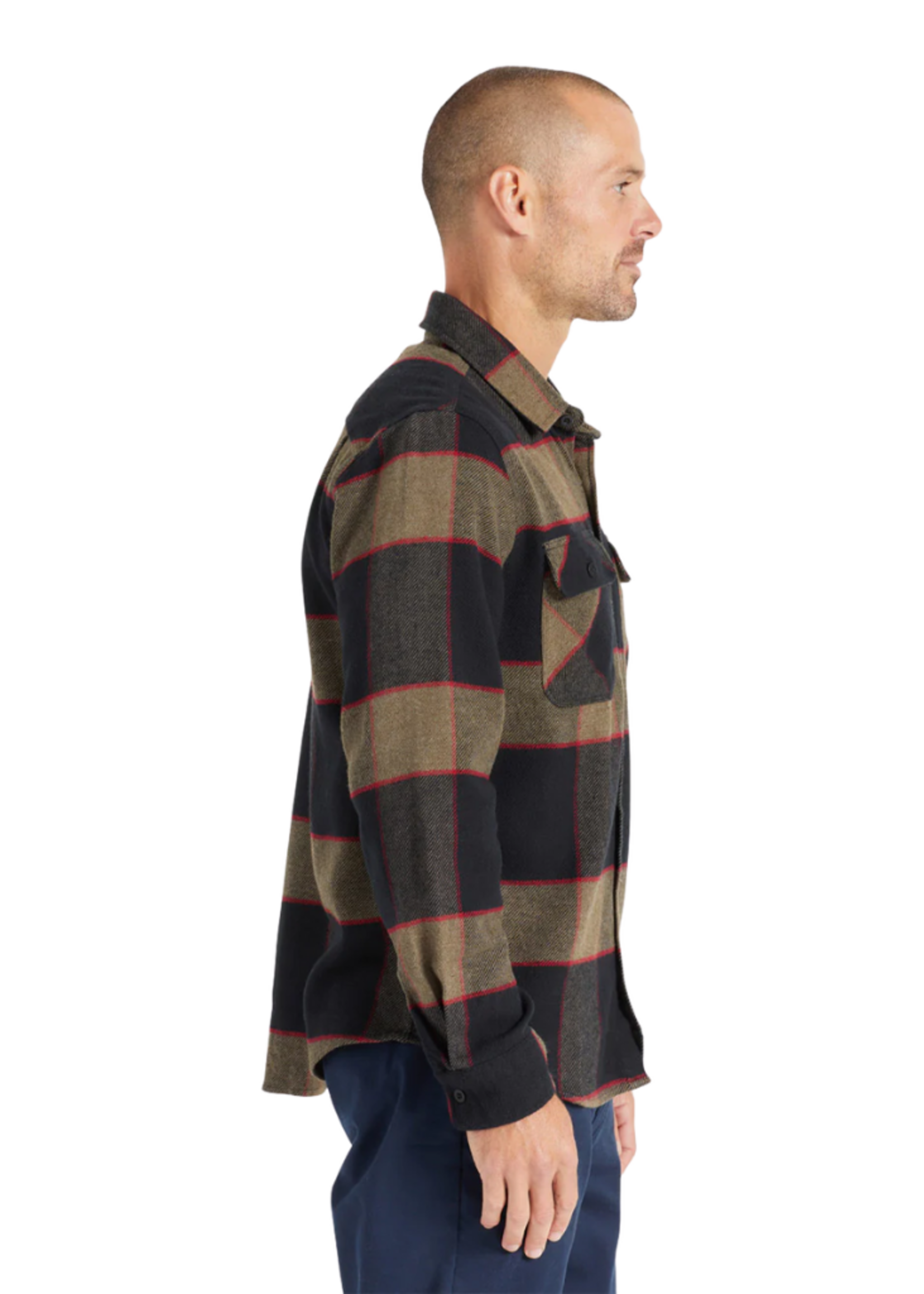 Brixton Men's Bowery Flannel | Heather Grey / Charcoal